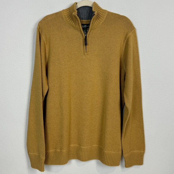 Eddie Bauer Tan Quarter Zip Pullover Sweater L - Picture 1 of 7